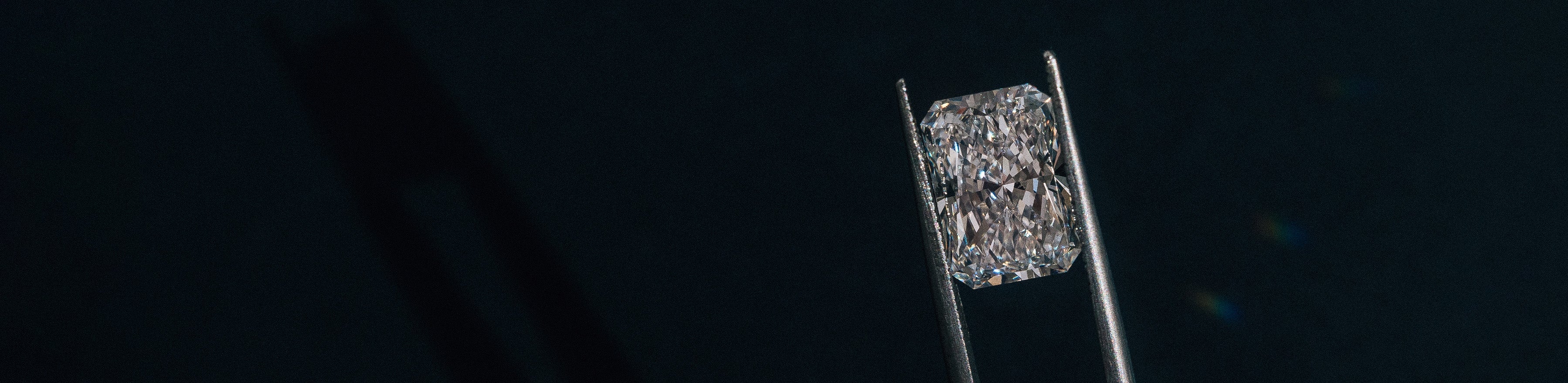 Radiant cut natural white diamond.