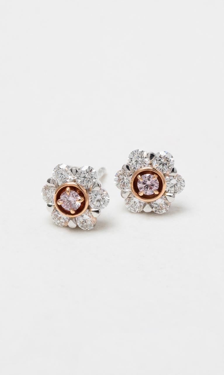 2024 © Hogans Family Jewellers 18K RWG Pink & White Diamond Floral Stud Earrings