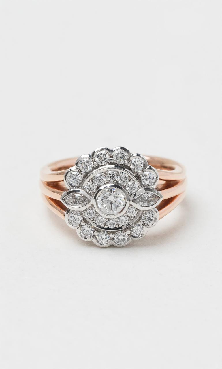 2024 © Hogans Family Jewellers 18K RWG Vintage Diamond Cluster Ring