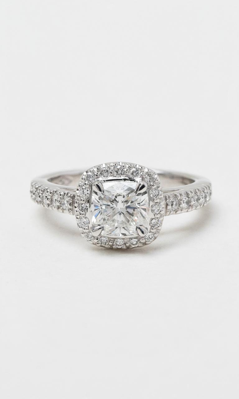 2024 © Hogans Family Jewellers 18K WG Cushion Cut Diamond Halo Ring