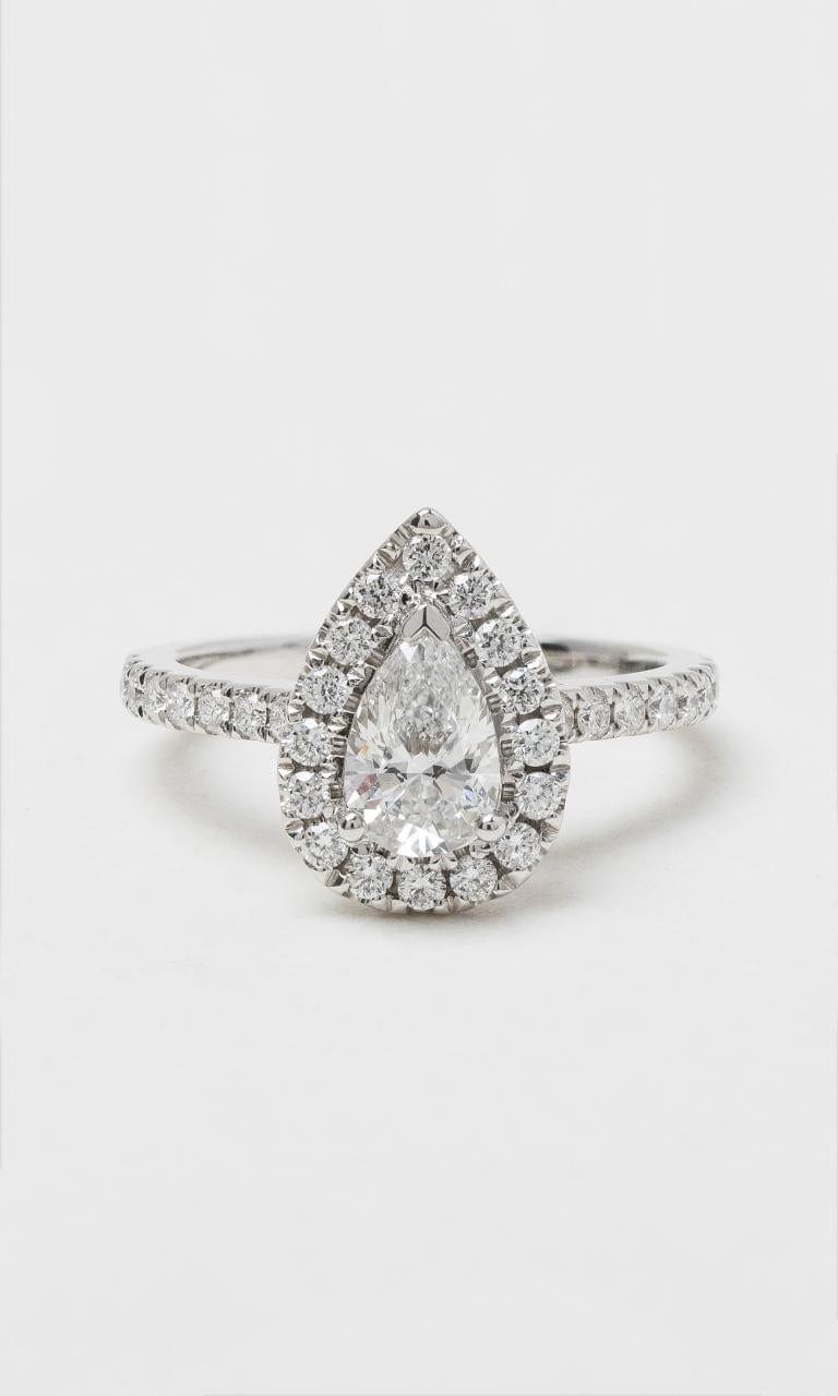 2024 © Hogans Family Jewellers 18K WG Pear Cut Diamond Halo Ring