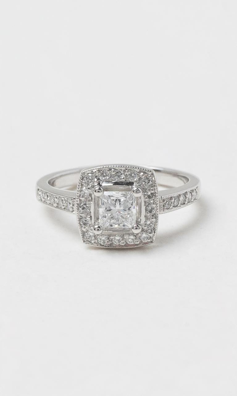 2024 © Hogans Family Jewellers 18K WG Princess Cut Diamond Halo Ring
