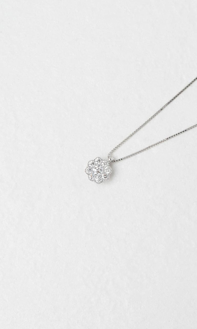2024 © Hogans Family Jewellers 18K WG Round Brilliant Diamond Halo Necklace