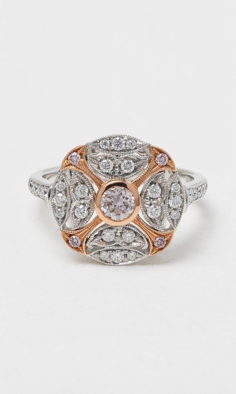2024 © Hogans Family Jewellers 18K WRG White and Argyle Pink Diamond Art Deco Ring