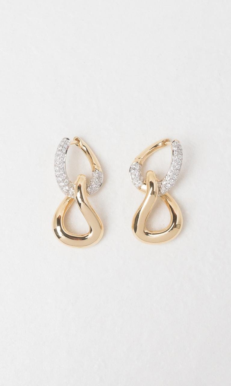 18K YG TDW Round Brilliant Diamond Huggie Drop Style