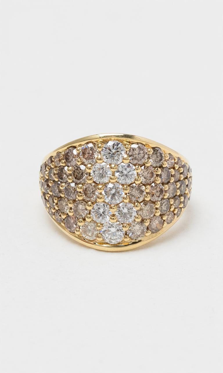 2024 © Hogans Family Jewellers 18K YG Champagne & White Diamond Wide Dress Ring