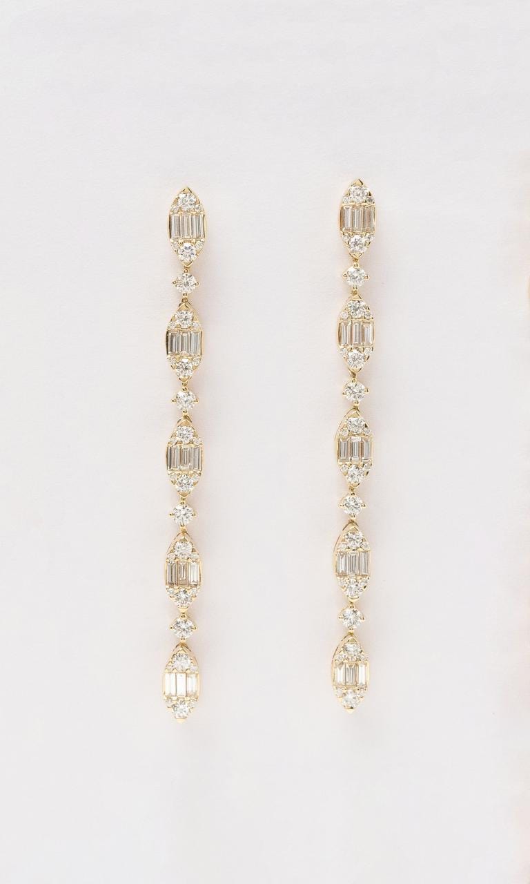 2024 © Hogans Family Jewellers 18K YG Diamond Set Long Drop Earrings