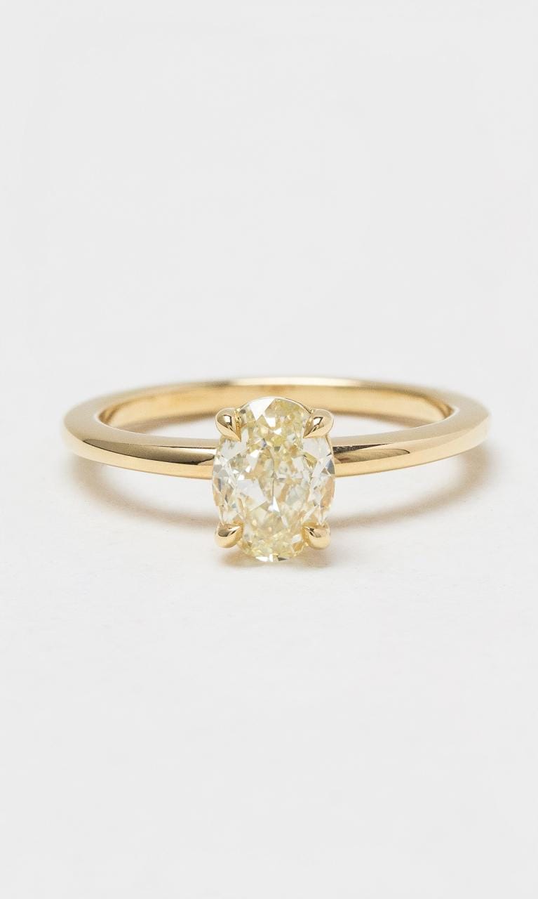 18K YG Oval Cut Yellow Diamond Solitaire Ring Hogans