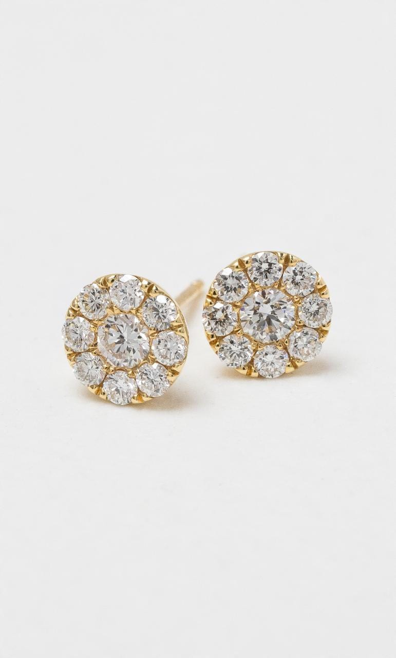 2024 © Hogans Family Jewellers 18K YG Round Brilliant Diamond Halo Stud Earrings