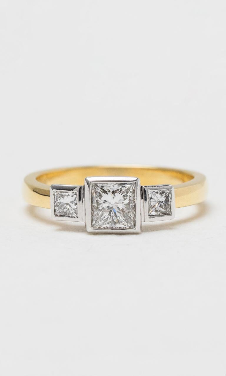 18K YWG TDW Princess Cut Trilogy Diamond Ring Hogans