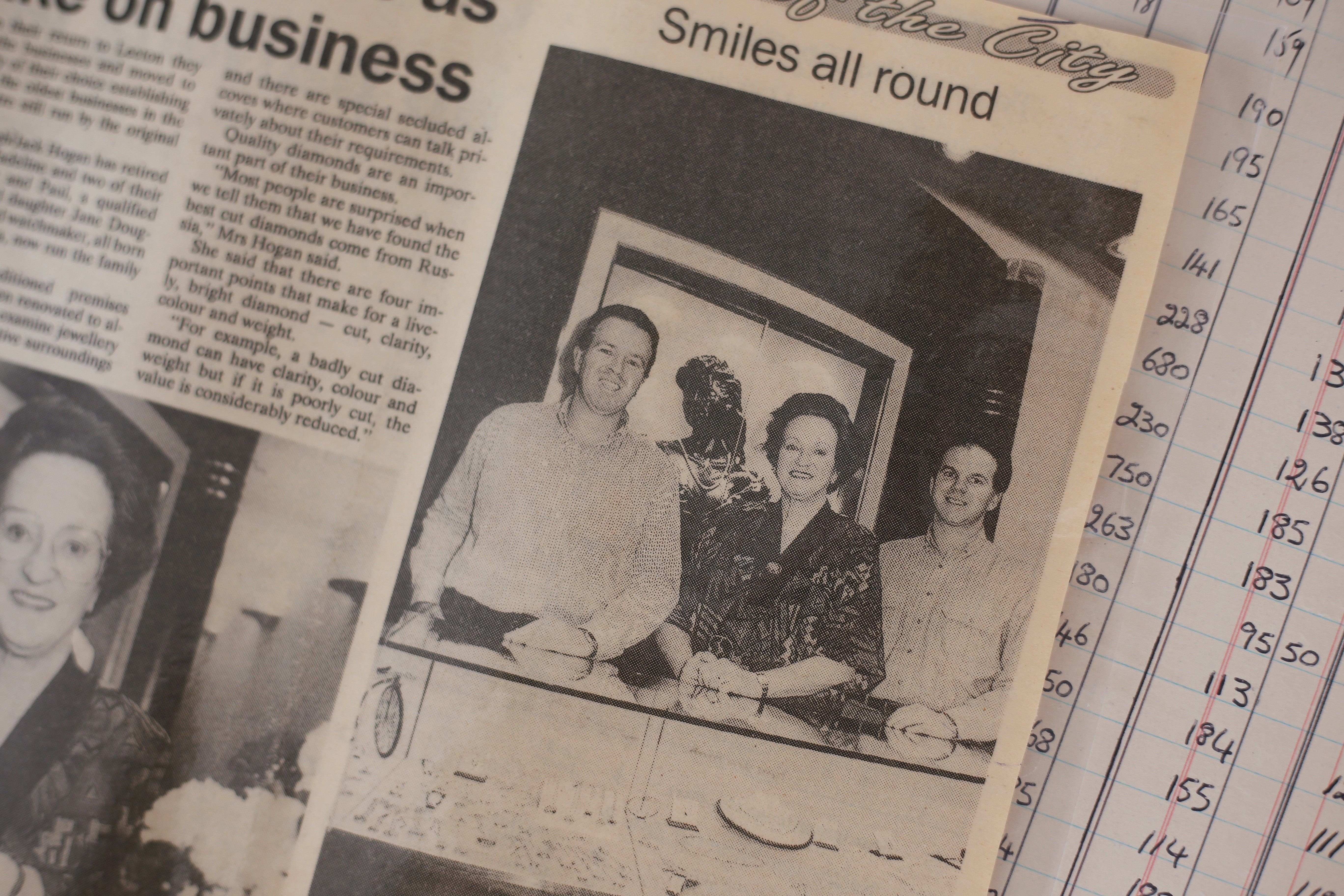 Toowomba Chronicle article featuring a photo of Peter, Paul and Madeleine Hogan.