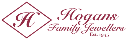 Hogans Family Jewellers horizontal maroon coloured logo