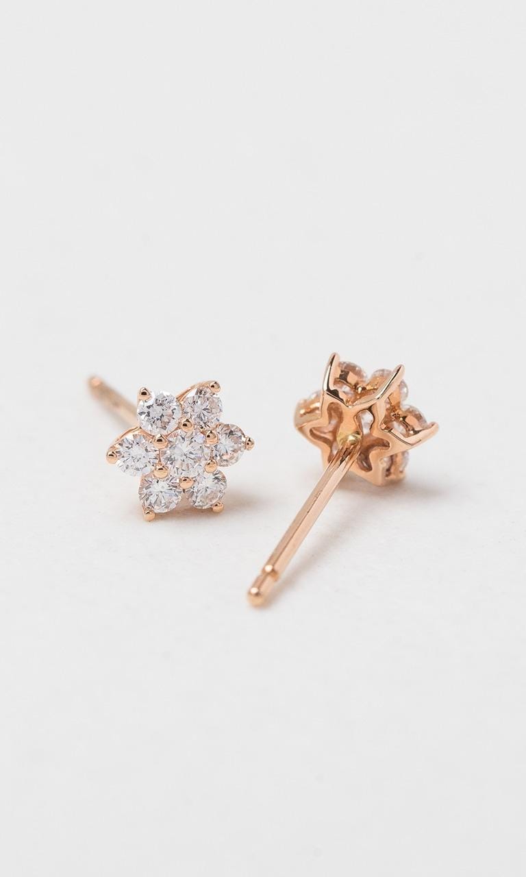 Hogans Family Jewellers 18K RG 0.34ct TDW Round Brilliant Cut Diamond Floral Cluster Stud Earrings
