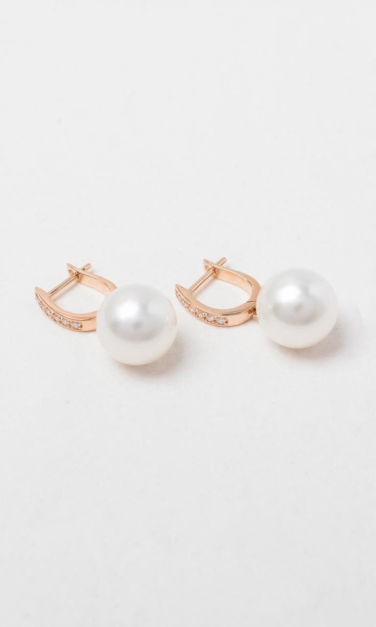 Hogans Family Jewellers 18K RG 10mm South Sea Pearl Drop Earrings