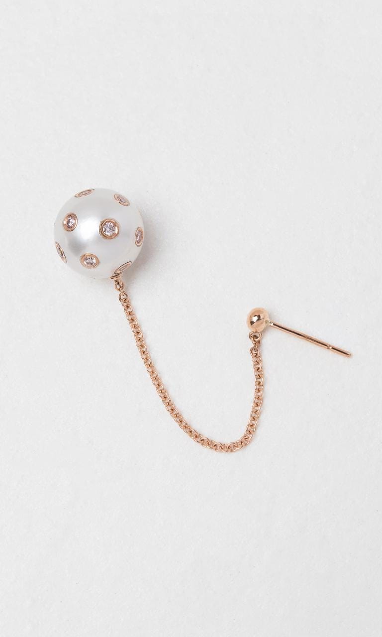 Hogans Family Jewellers 18K RG 12.4mm Freshwater Pearl & Australian Pink Diamond Drop Earrings