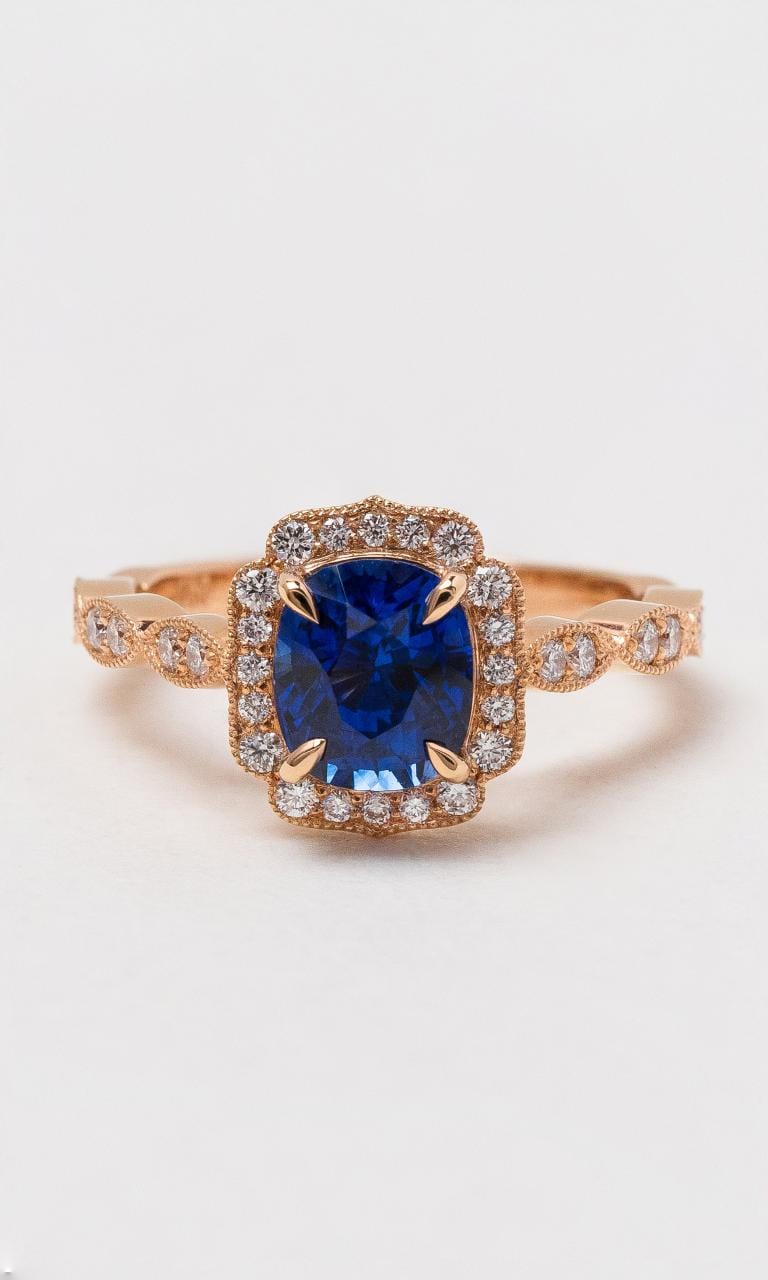 Hogans Family Jewellers 18K RG Antique Style Ceylon Sapphire Ring