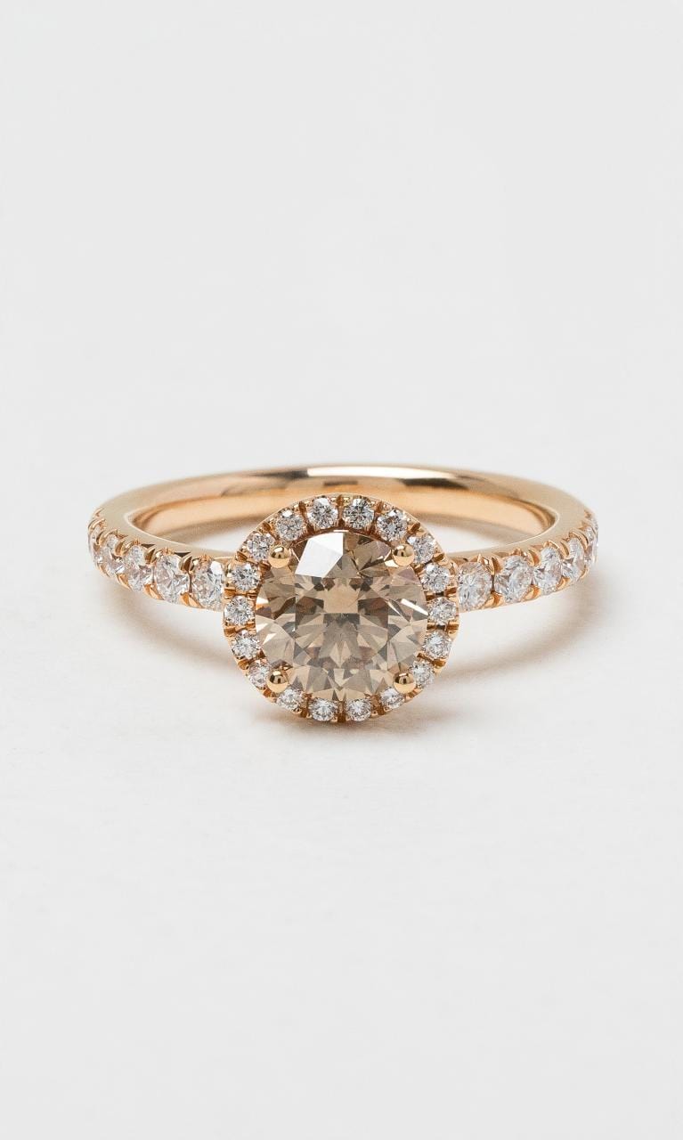 Hogans Family Jewellers 18K RG Halo Champagne Diamond Ring