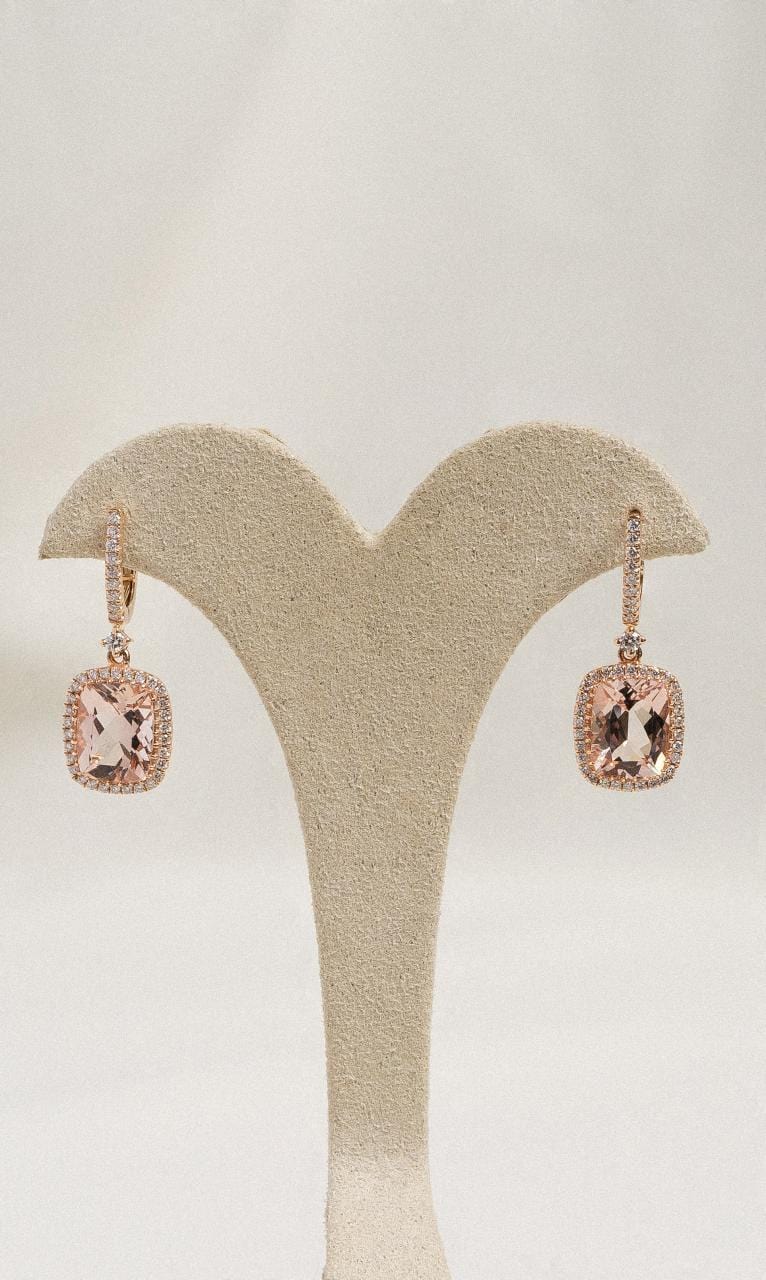 Hogans Family Jewellers 18K RG Morganite Drop Earrings