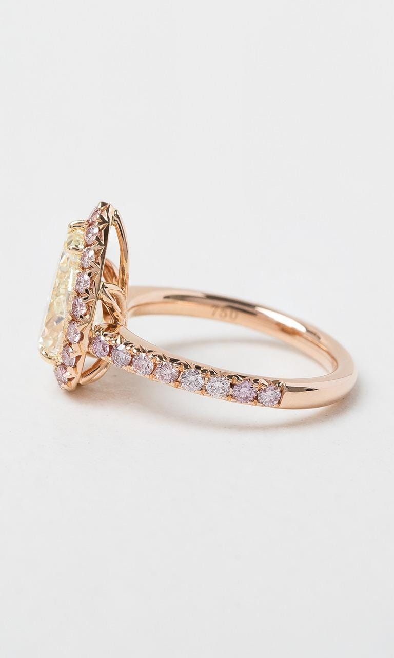 Hogans Family Jewellers 18K RG Pear Cut Yellow & Australian Pink Diamond Halo Ring