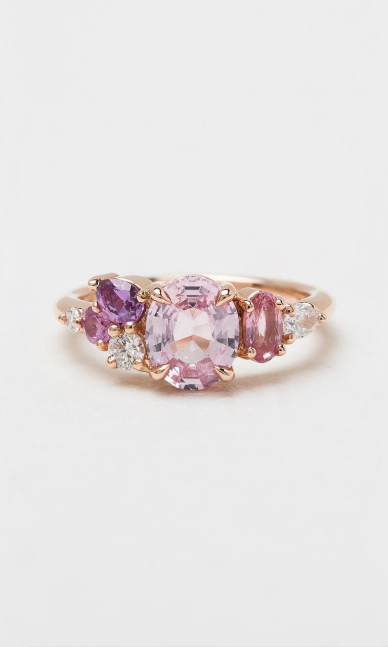 Hogans Family Jewellers 18K RG Pink Sapphire Cluster Ring