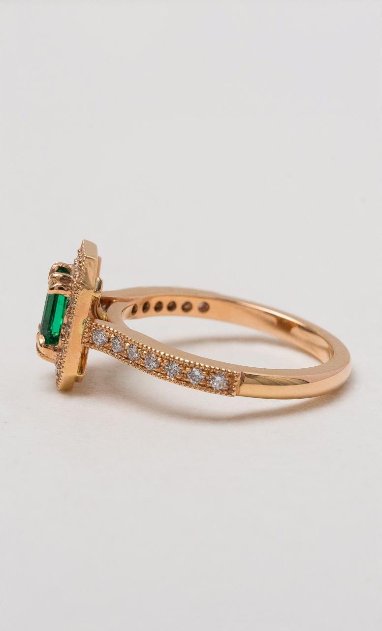 Hogans Family Jewellers 18K RG Zambian Emerald & Diamond Ring