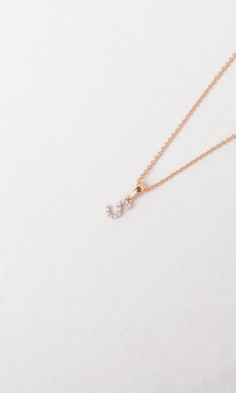Hogans Family Jewellers 18K RWG 0.04ct TDW 'S' Initial Diamond Set Pendant