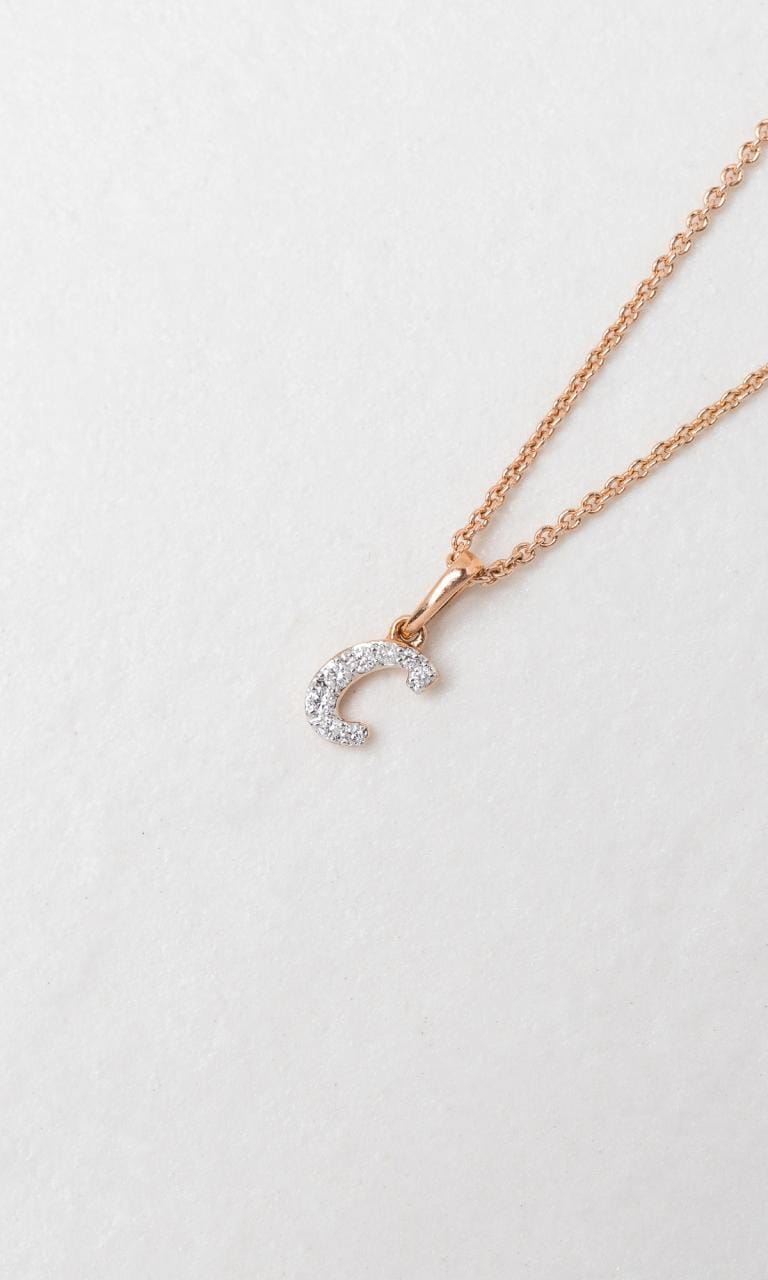 Hogans Family Jewellers 18K RWG 0.06ct TDW 'C' Initial Diamond Set Pendant