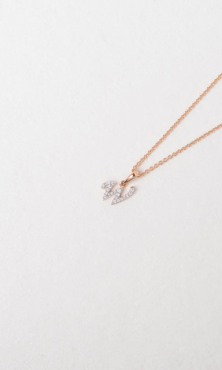Hogans Family Jewellers 18K RWG 0.07ct TDW 'W' Initial Diamond Set Pendant