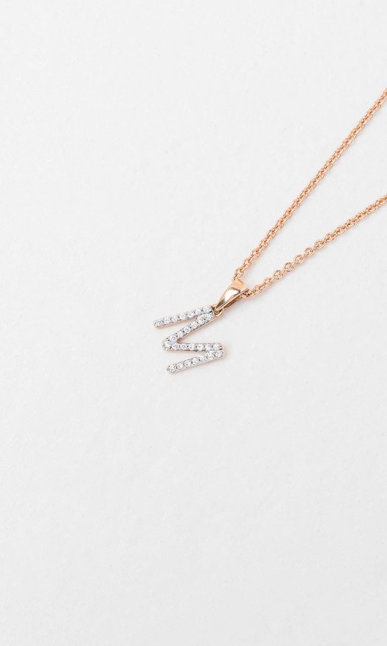 Hogans Family Jewellers 18K RWG 0.08ct TDW 'M' Initial Diamond Set Pendant