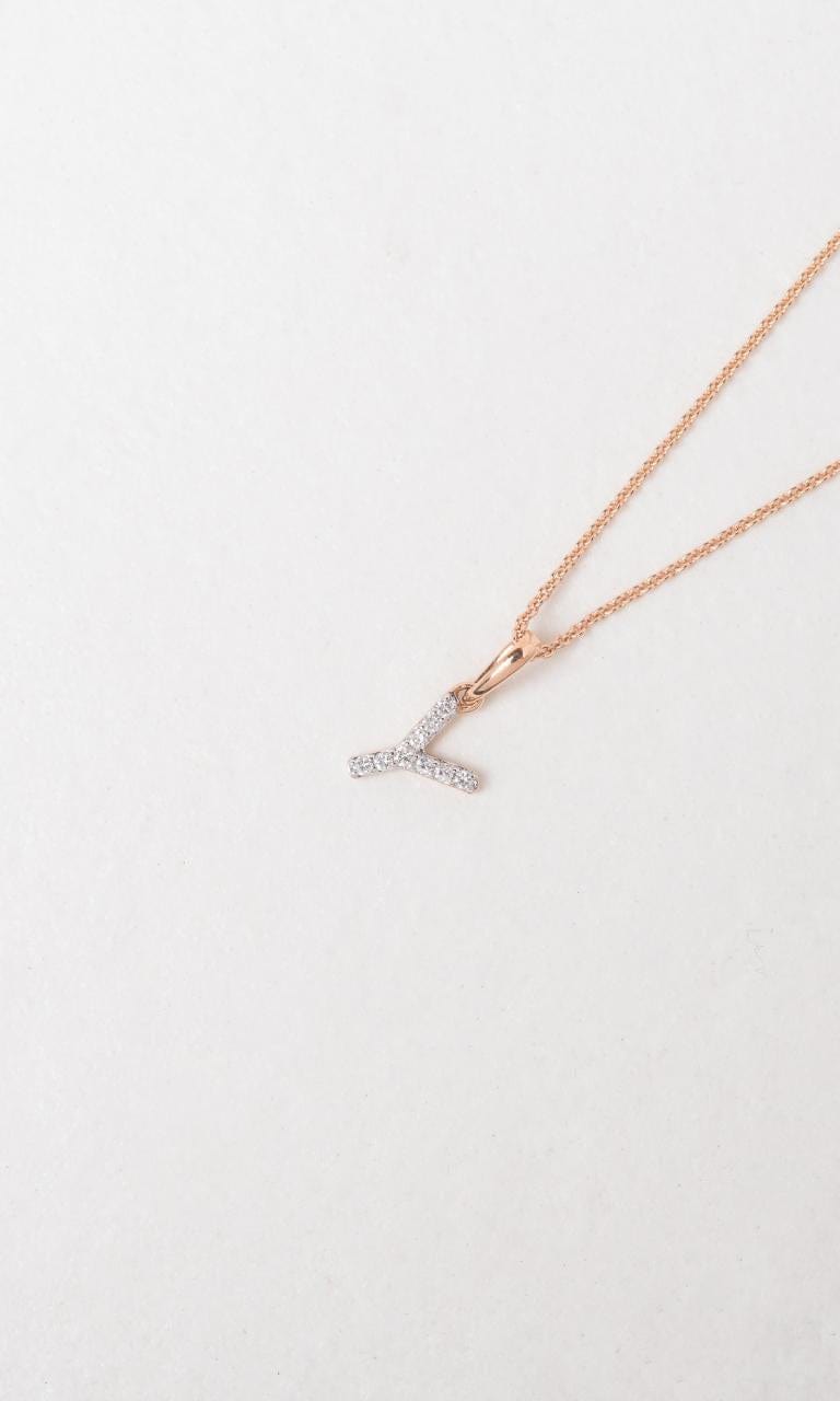 Hogans Family Jewellers 18K RWG 0.095ct TDW 'Y' Initial Diamond Set Pendant
