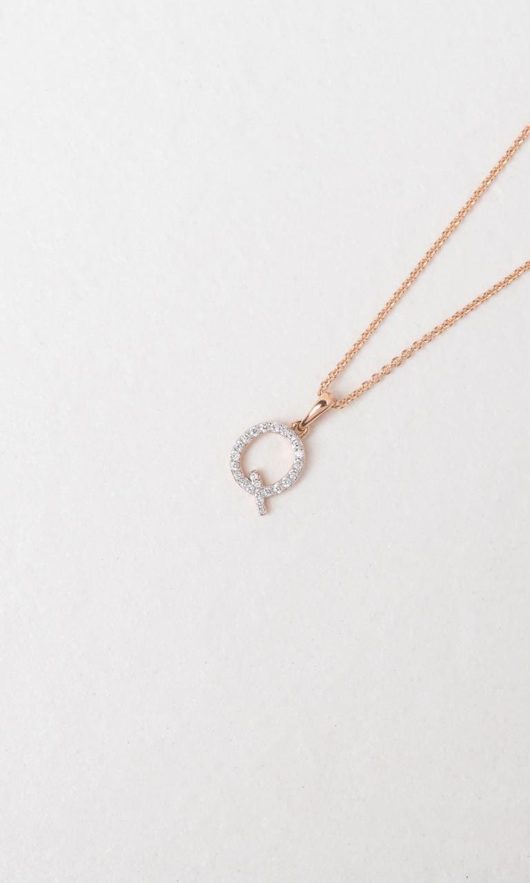 Hogans Family Jewellers 18K RWG 0.10ct TDW 'Q' Initial Diamond Set Pendant