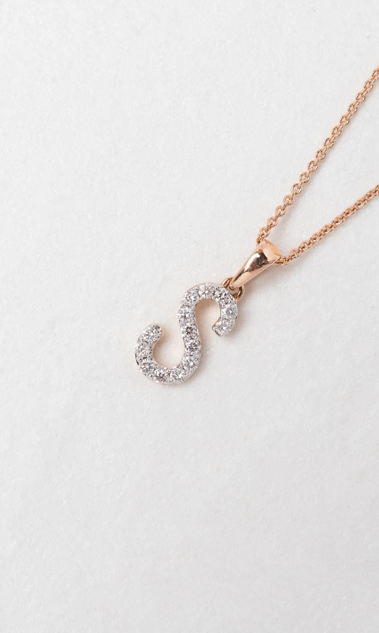 Hogans Family Jewellers 18K RWG 0.24ct TDW 'S' Initial Diamond Set Pendant