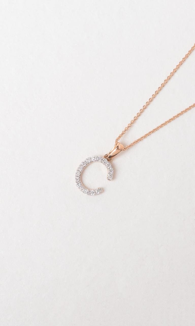 Hogans Family Jewellers 18K RWG 0.25ct TDW 'C' Initial Diamond Set Pendant
