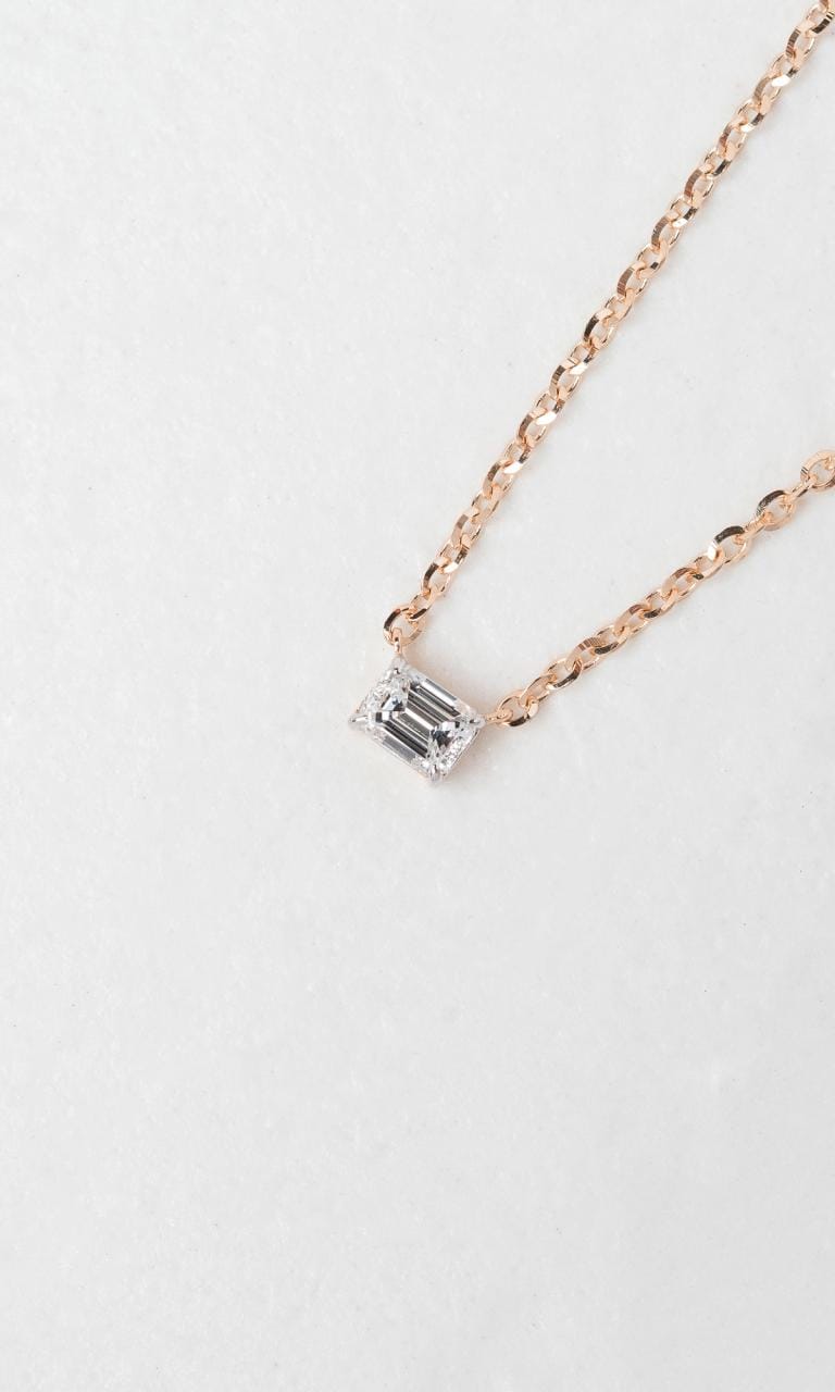 Hogans Family Jewellers 18K RWG 0.30ct Emerald Cut Diamond Necklace