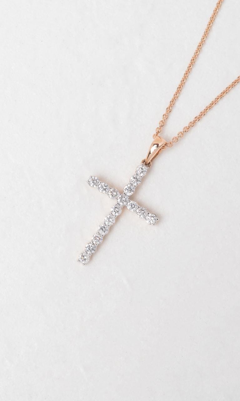Hogans Family Jewellers 18K RWG 0.46ct TDW Round Brilliant Cut Diamond Cross Pendant