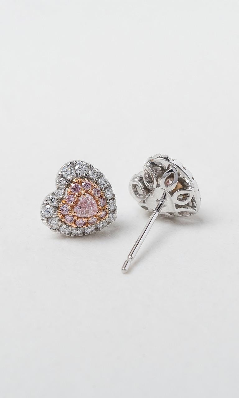 Hogans Family Jewellers 18K RWG 0.72ct TDW Heart Cut Australian Pink & White Diamond Halo Stud Earrings