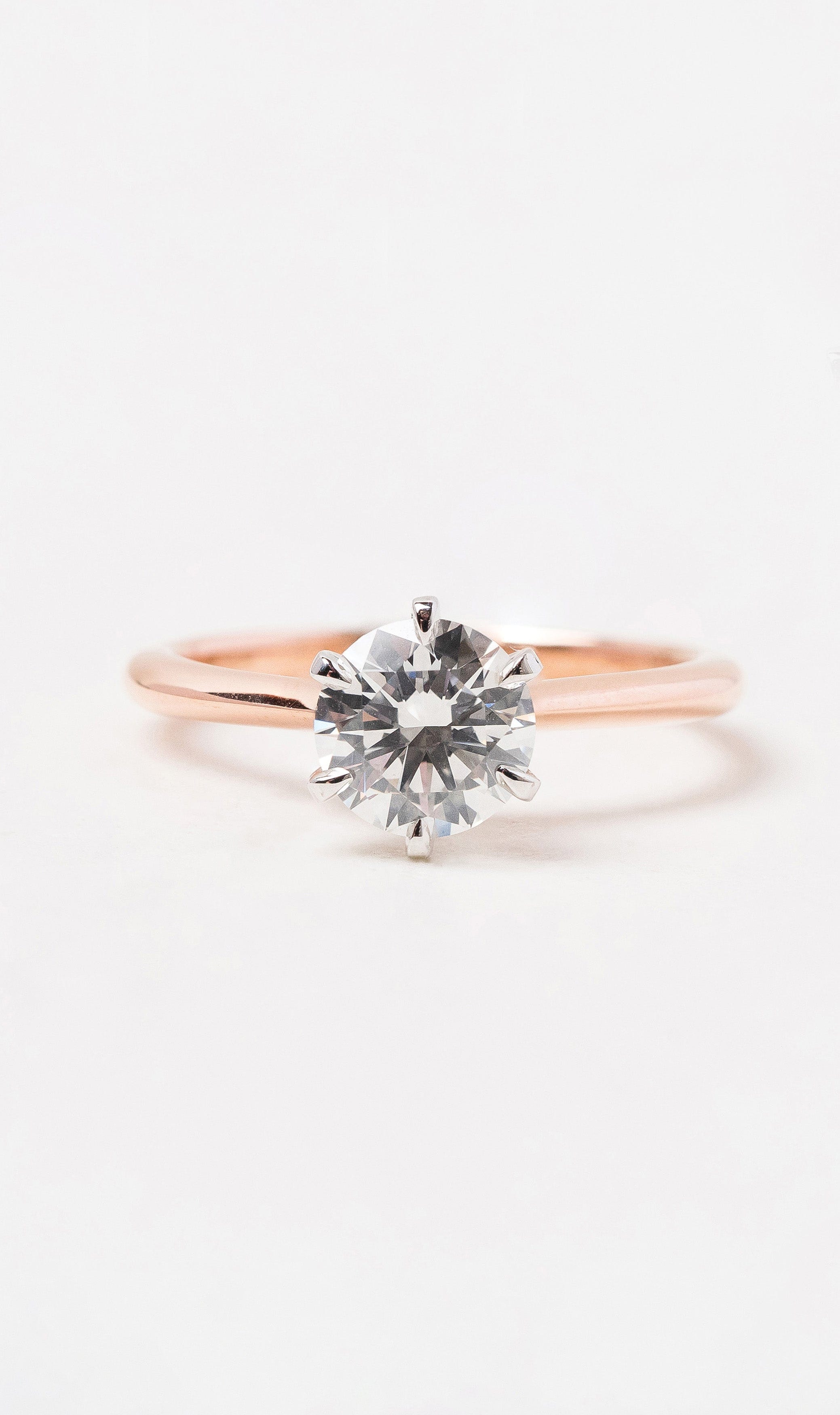 Hogans Family Jewellers 18K RWG 6 Claw Solitaire Ring