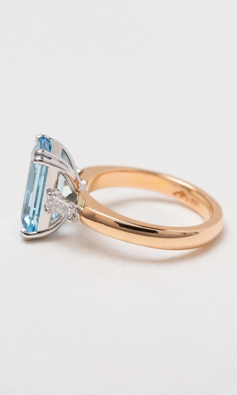 Hogans Family Jewellers 18K RWG Aquamarine & Diamond Trilogy