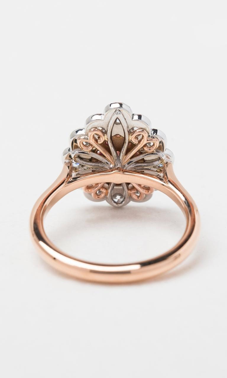 Hogans Family Jewellers 18K RWG Argyle-Certified Pear Cut Pink Diamond Halo Ring