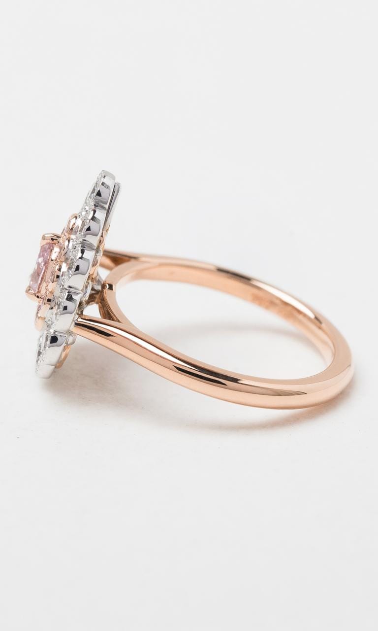 Hogans Family Jewellers 18K RWG Argyle-Certified Pear Cut Pink Diamond Halo Ring