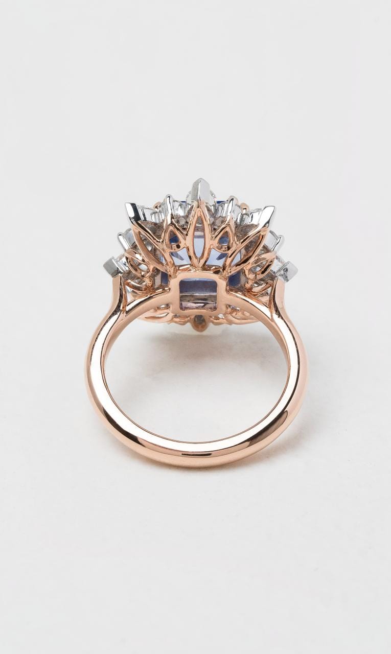 Hogans Family Jewellers 18K RWG Ceylon Sapphire & Diamond Cluster Ring