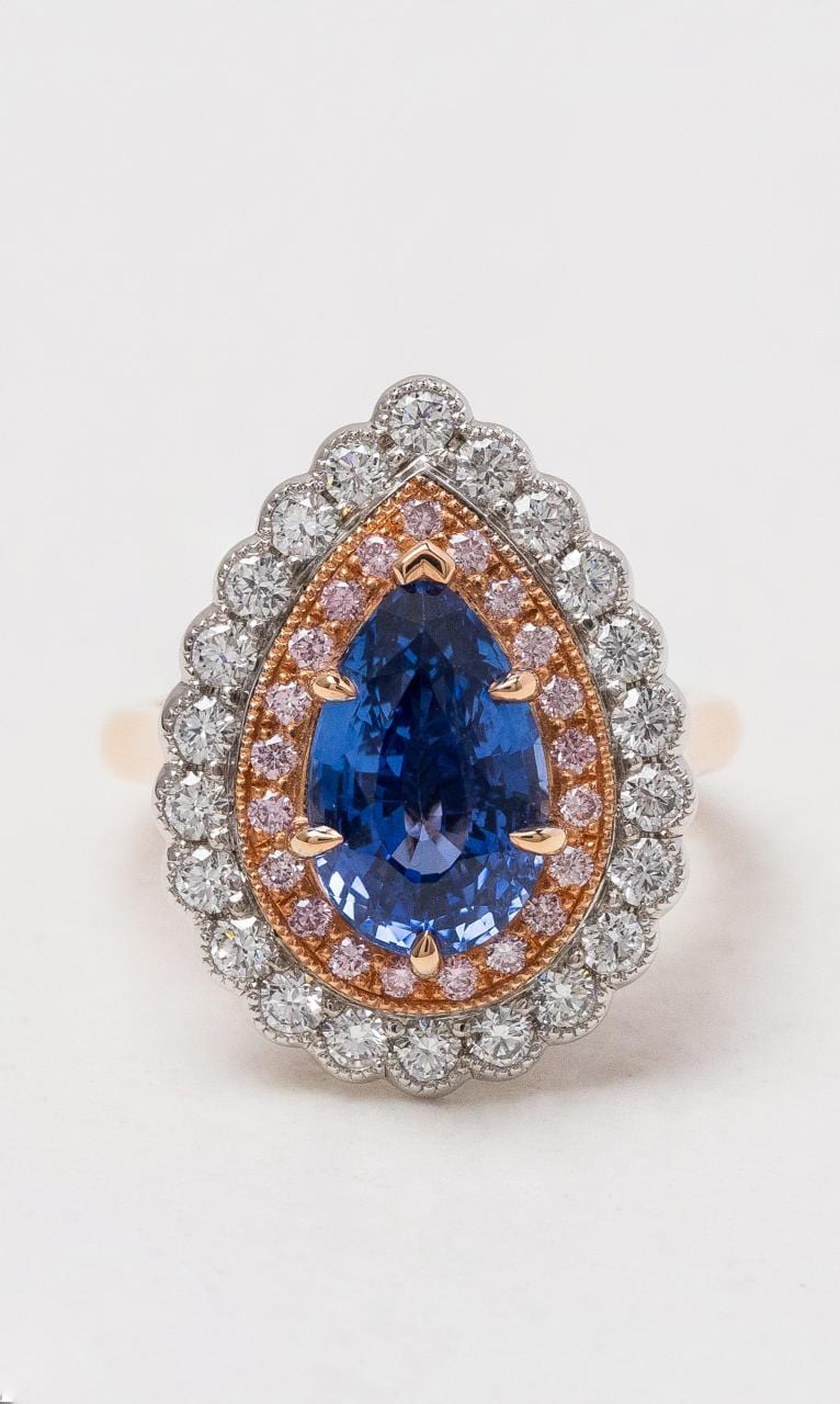 Hogans Family Jewellers 18K RWG Ceylon Sapphire & Diamond Dress Ring