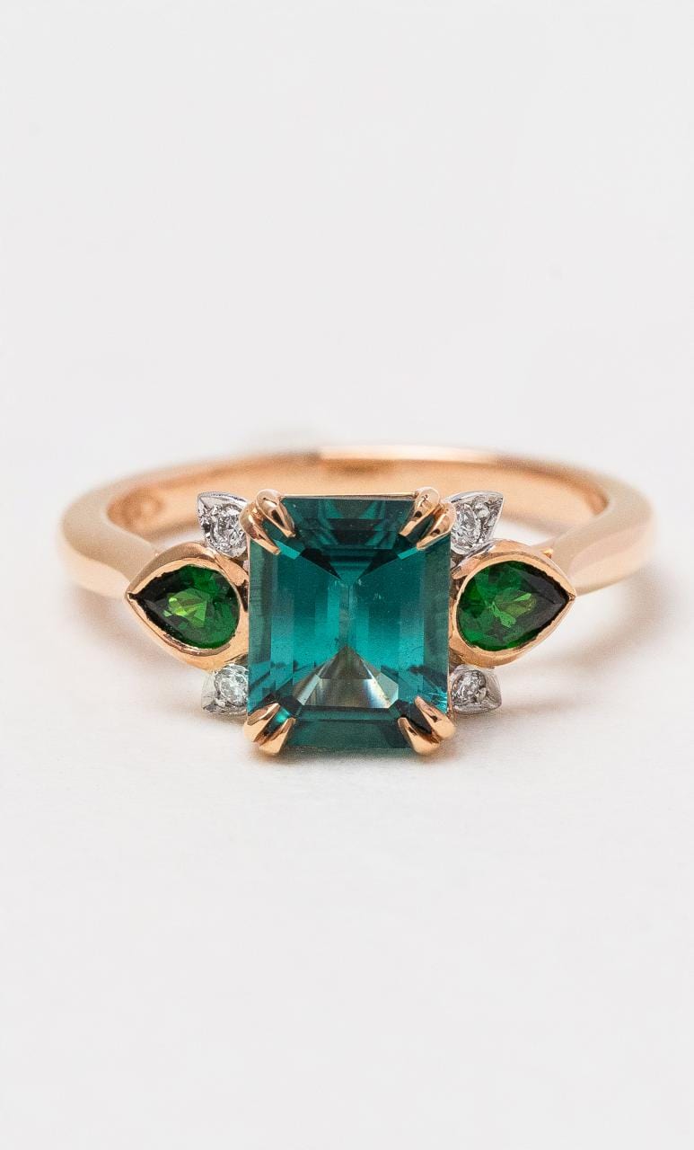 Hogans Family Jewellers 18K RWG Nambian Green Tourmaline Dress Ring