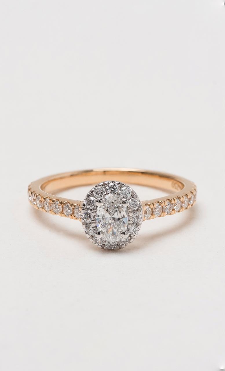Hogans Family Jewellers 18K RWG Oval Halo Diamond Ring