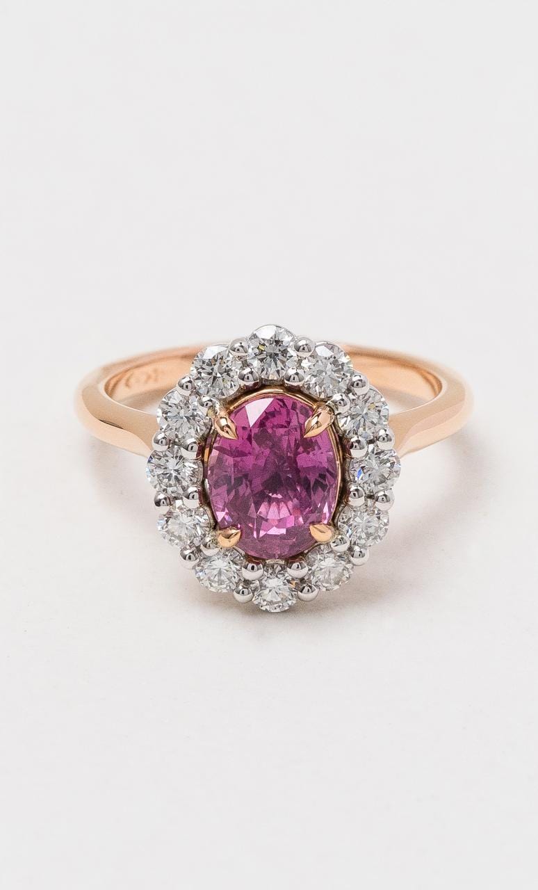 Halo sapphire and hotsell diamond engagement ring