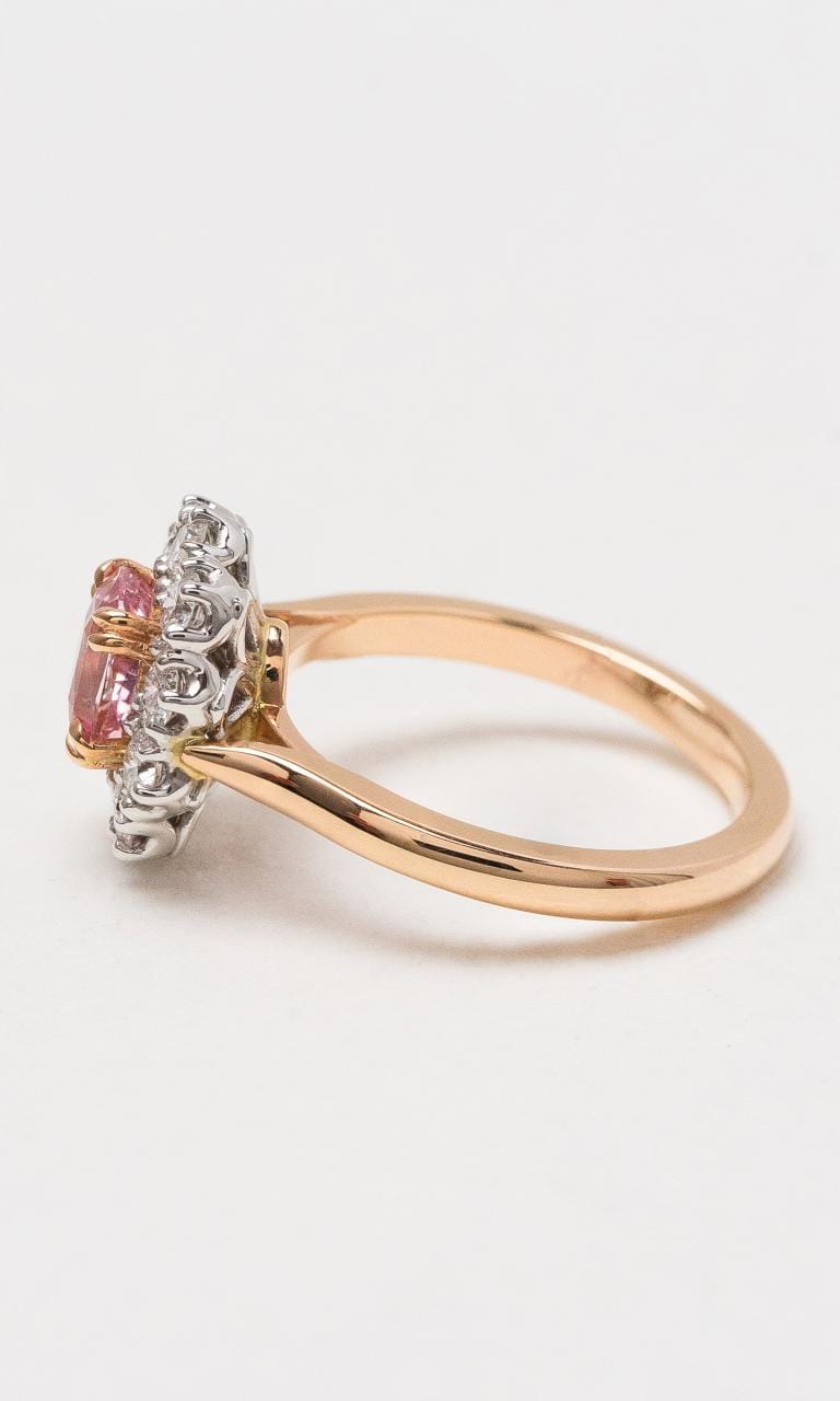 Hogans Family Jewellers 18K RWG Padparadscha Sapphire Cluster Ring