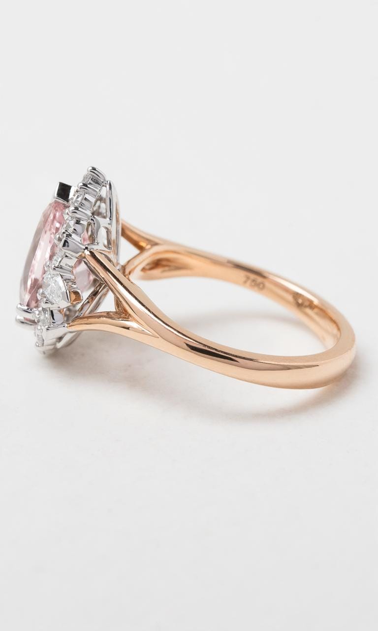 Hogans Family Jewellers 18K RWG Pear Cut Morganite Cluster Dress Ring