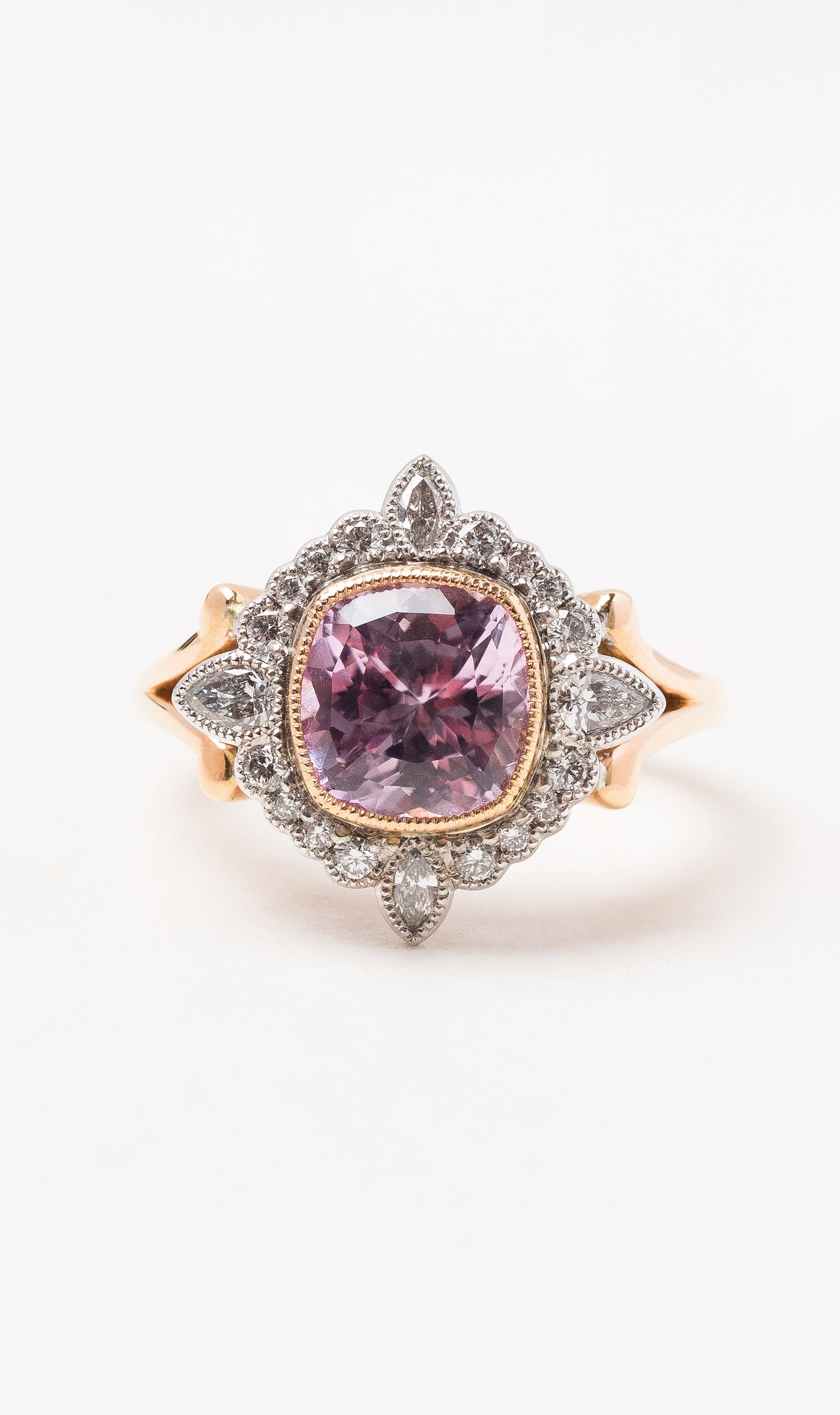Hogans Family Jewellers 18K RWG Pink Sapphire and Diamond Ring
