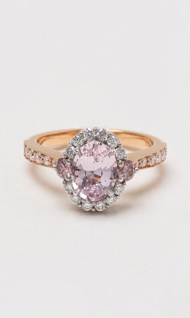 Hogans Family Jewellers 18K RWG Pink Sapphire Cluster Ring