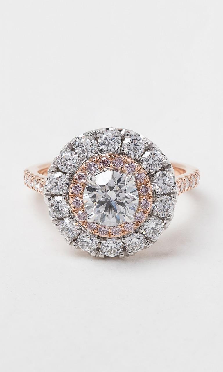Hogans Family Jewellers 18K RWG Round Brilliant Cut Australian Pink Diamond Cluster Ring